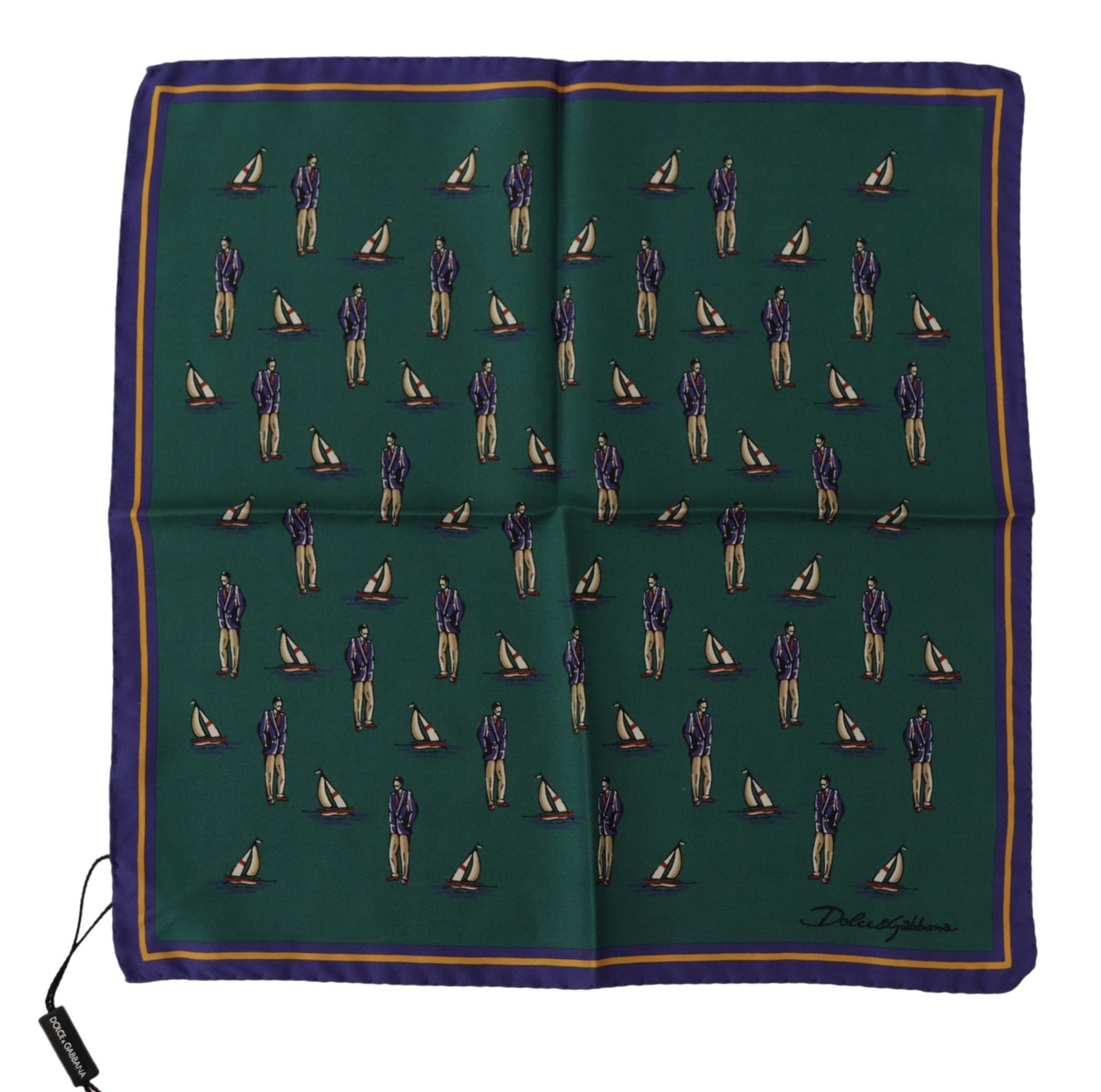 Elegant Green Silk Men's Square Scarf