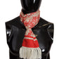Elegant Silk Men's Scarf Wrap - Red Coral Print