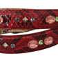 Elegant Red Python Leather Bag Strap