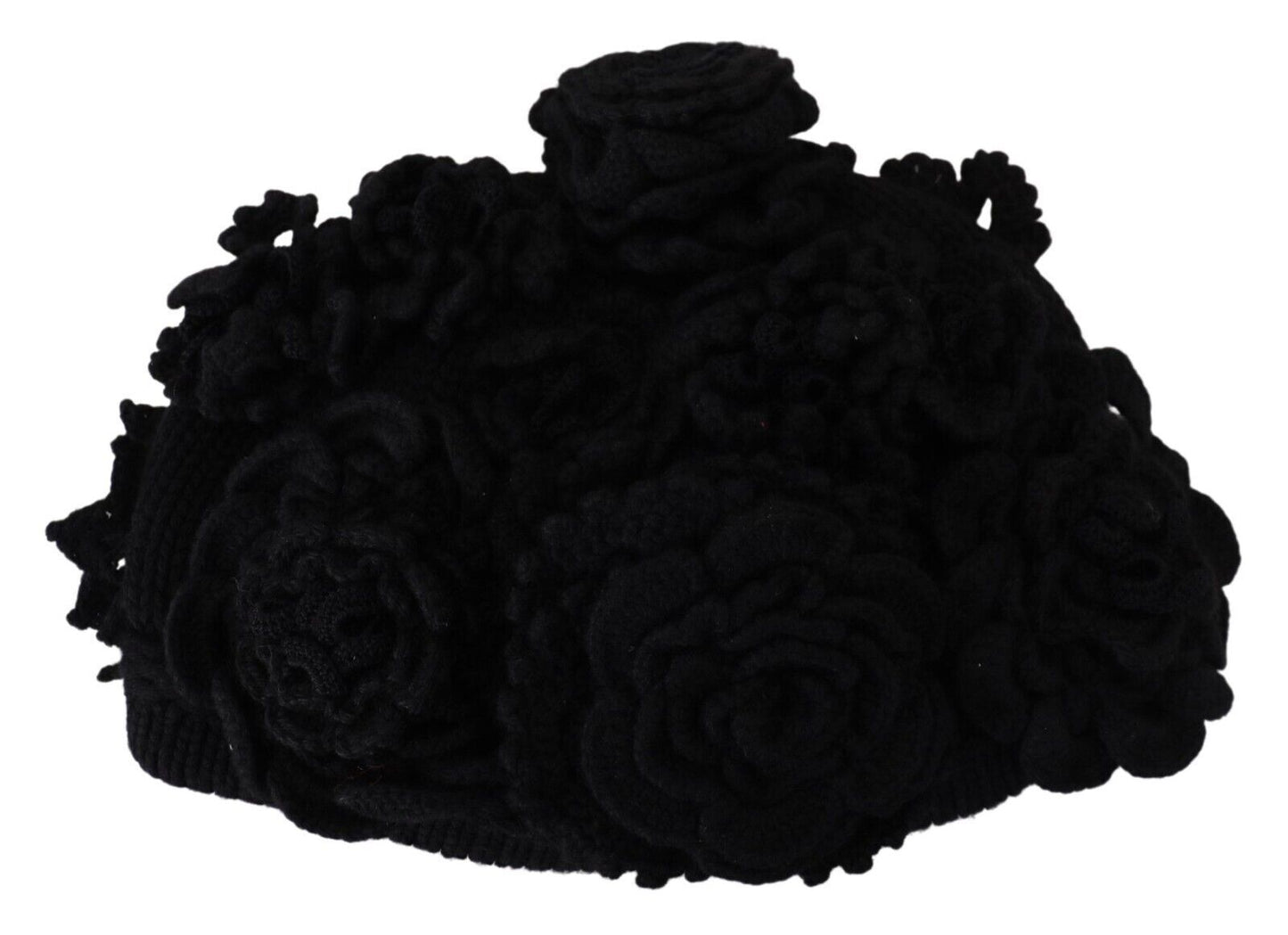 Elegant Black Virgin Wool Beanie Hat